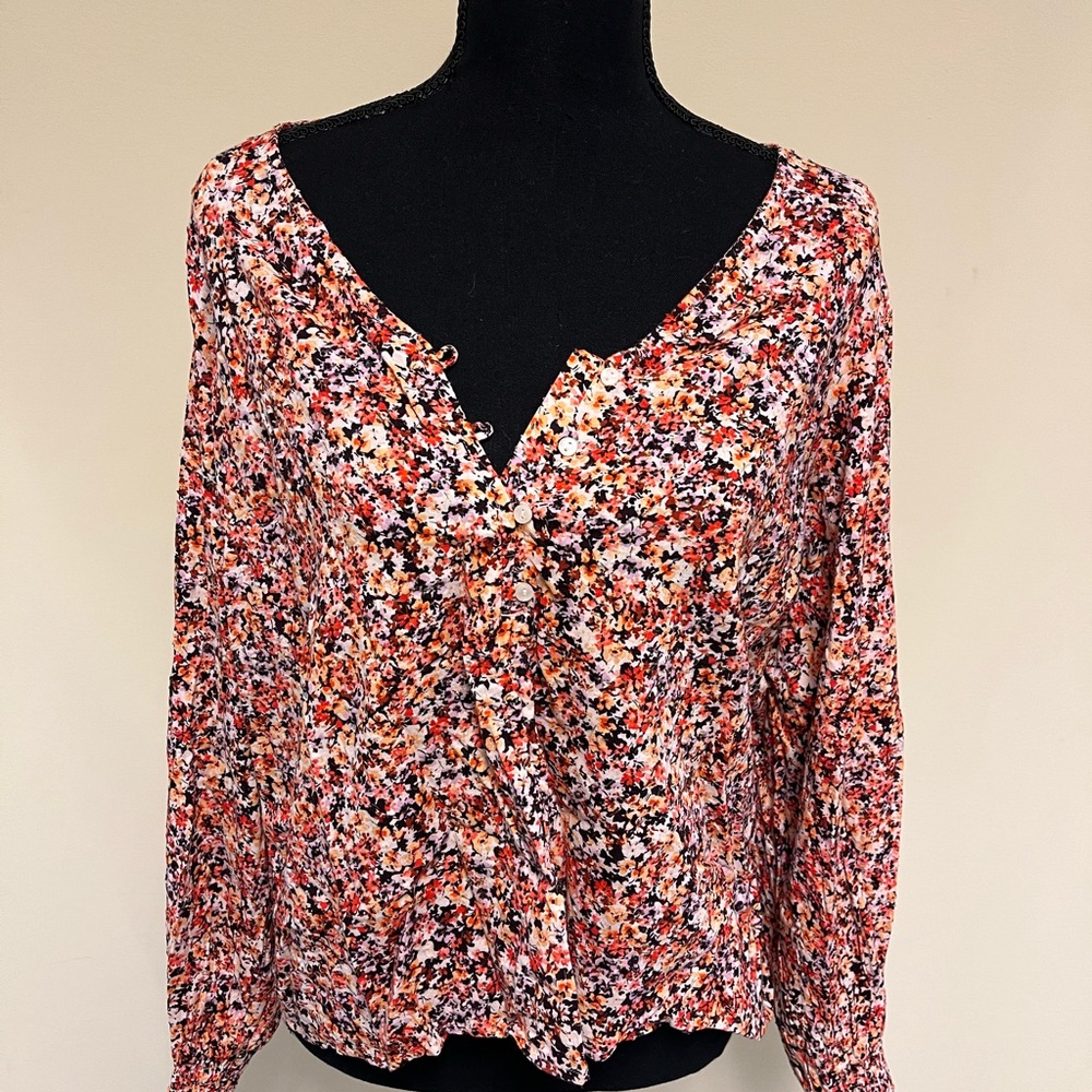 Old Navy, Long Sleeve Floral Top, Size Large